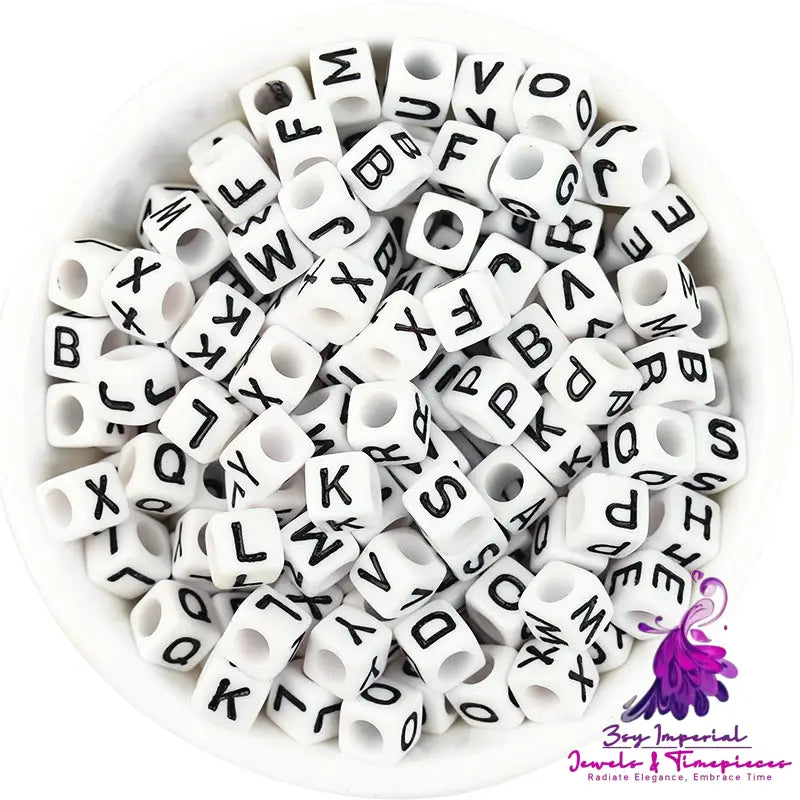 Acrylic English Letters Big Hole Bead