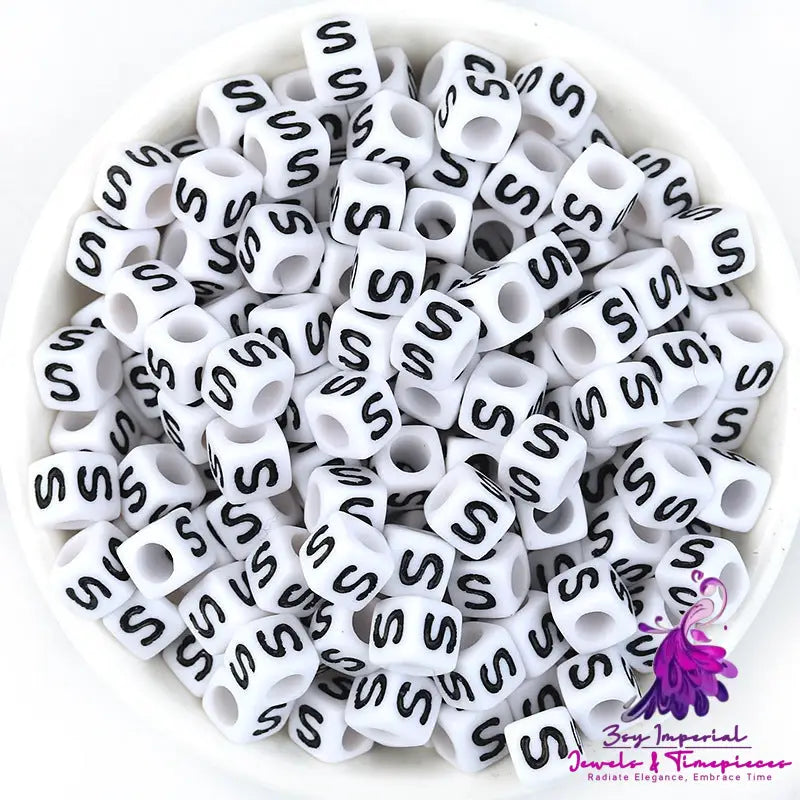 Acrylic English Letters Big Hole Bead