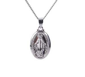 Virgin Mary Cross Pendant Necklace