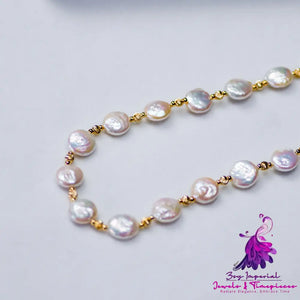 Shaped Baroque Freshwater Pearl Button Necklace