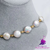 Shaped Baroque Freshwater Pearl Button Necklace