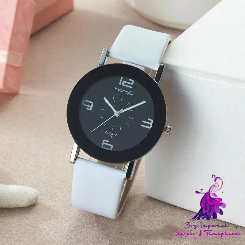 Simple White Quartz Couple’s Watch