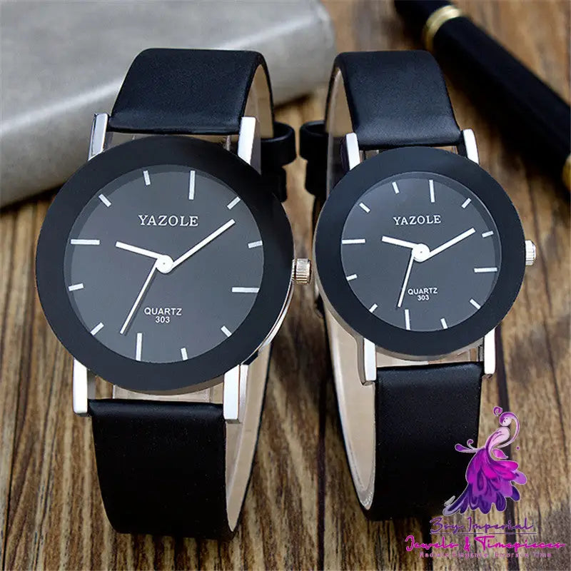 Simple White Quartz Couple’s Watch