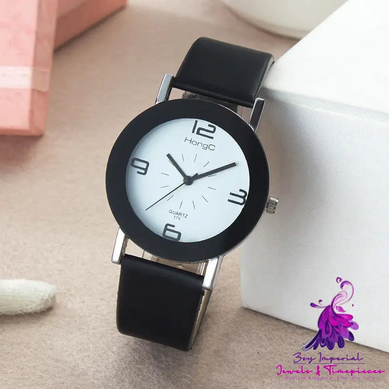 Simple White Quartz Couple’s Watch