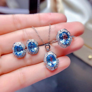 Blue Topaz Inlaid Necklace