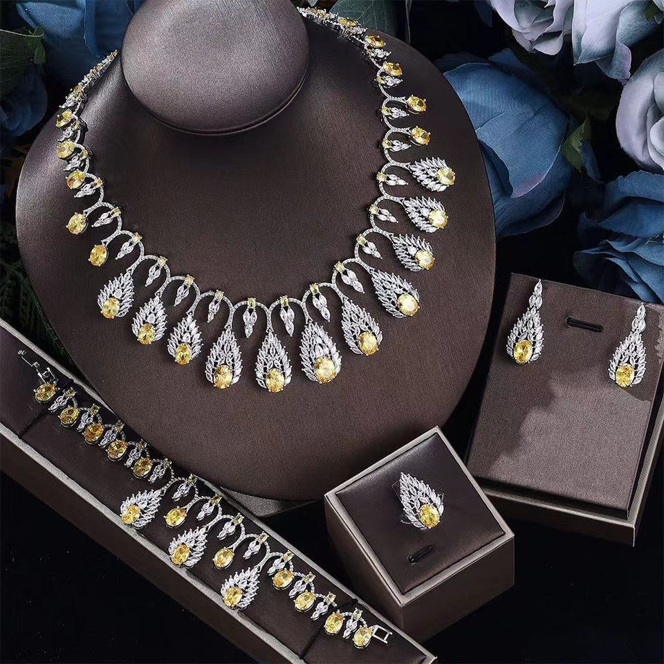 Shiny Zircon Bridal Jewelry Set for Women