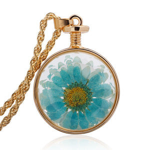 Dried Flower Crystal Necklace