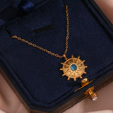 Sun Wheel Pendant Stainless Steel Necklace