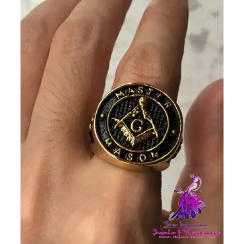 Mens 316L Stainless Steel Masonic Ring