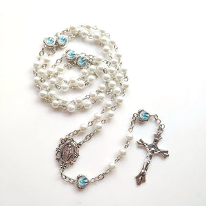 Glass Pearl Rosary Necklace
