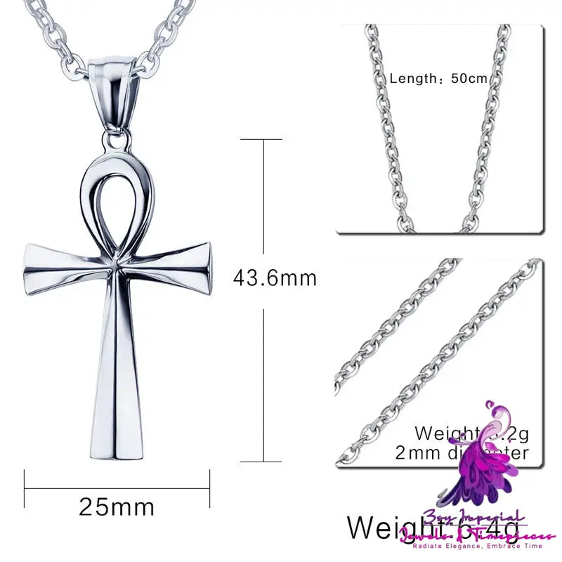 436 Titanium Steel Cross Pendant Gold Necklace