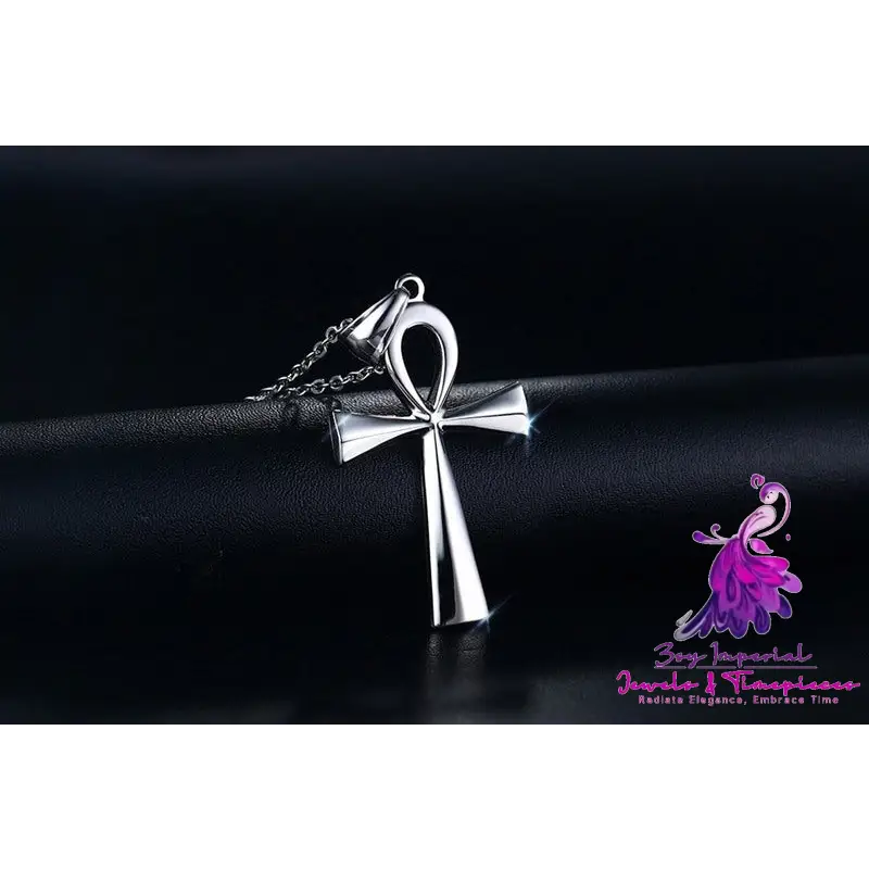 436 Titanium Steel Cross Pendant Gold Necklace