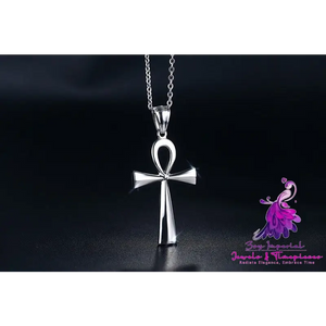 436 Titanium Steel Cross Pendant Gold Necklace