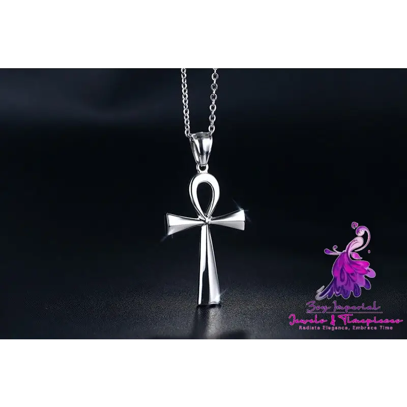 436 Titanium Steel Cross Pendant Gold Necklace