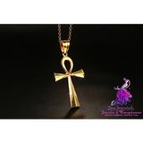 436 Titanium Steel Cross Pendant Gold Necklace