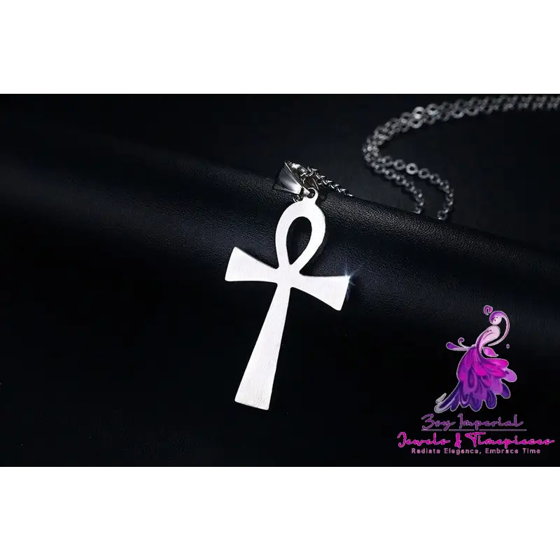 436 Titanium Steel Cross Pendant Gold Necklace