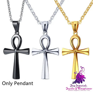 436 Titanium Steel Cross Pendant Gold Necklace