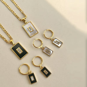 Square Shell Zircon Jewelry Set