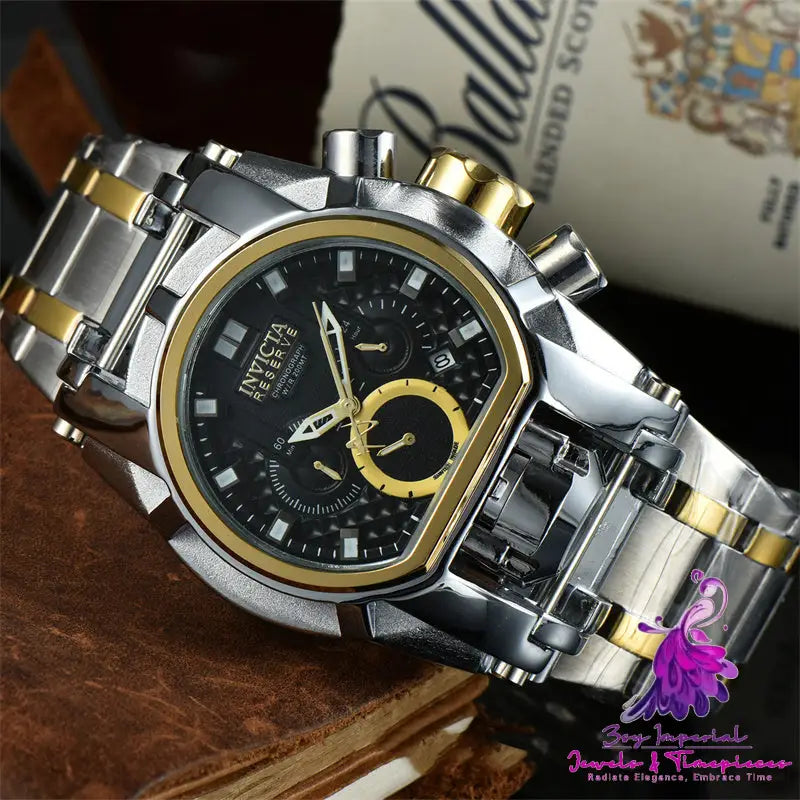 Fashion Large Dial Men’s 6 Hands Quartz Watch