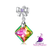 Fluorescent Color Crystal Bow Pendant