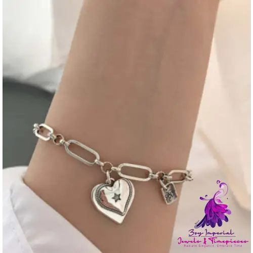 925 Loving Heart In Sterling Silver Bracelet For Women