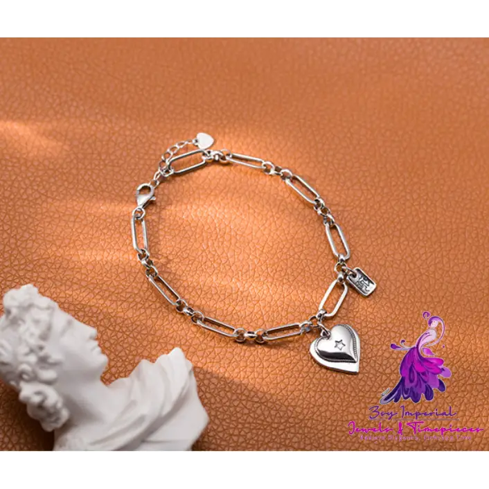 925 Loving Heart In Sterling Silver Bracelet For Women