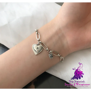 925 Loving Heart In Sterling Silver Bracelet For Women