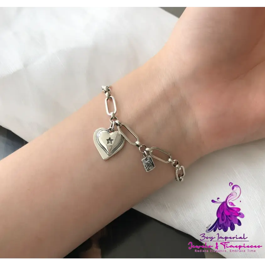 925 Loving Heart In Sterling Silver Bracelet For Women