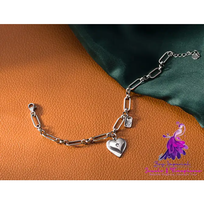 925 Loving Heart In Sterling Silver Bracelet For Women