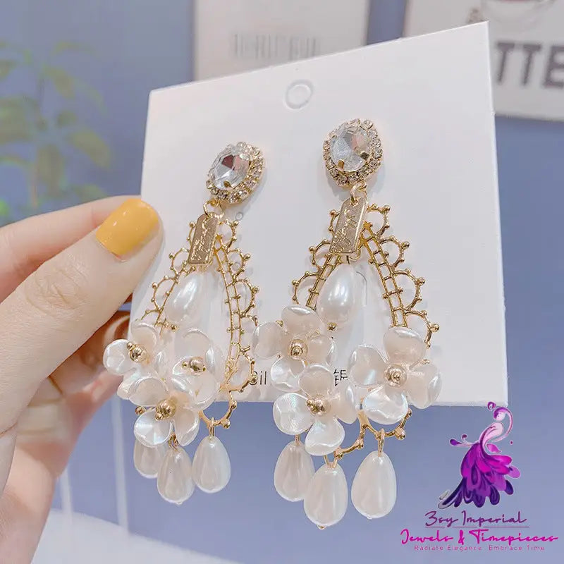 925 Silver Needle Retro Baroque Crystal Pearl Drop-shaped