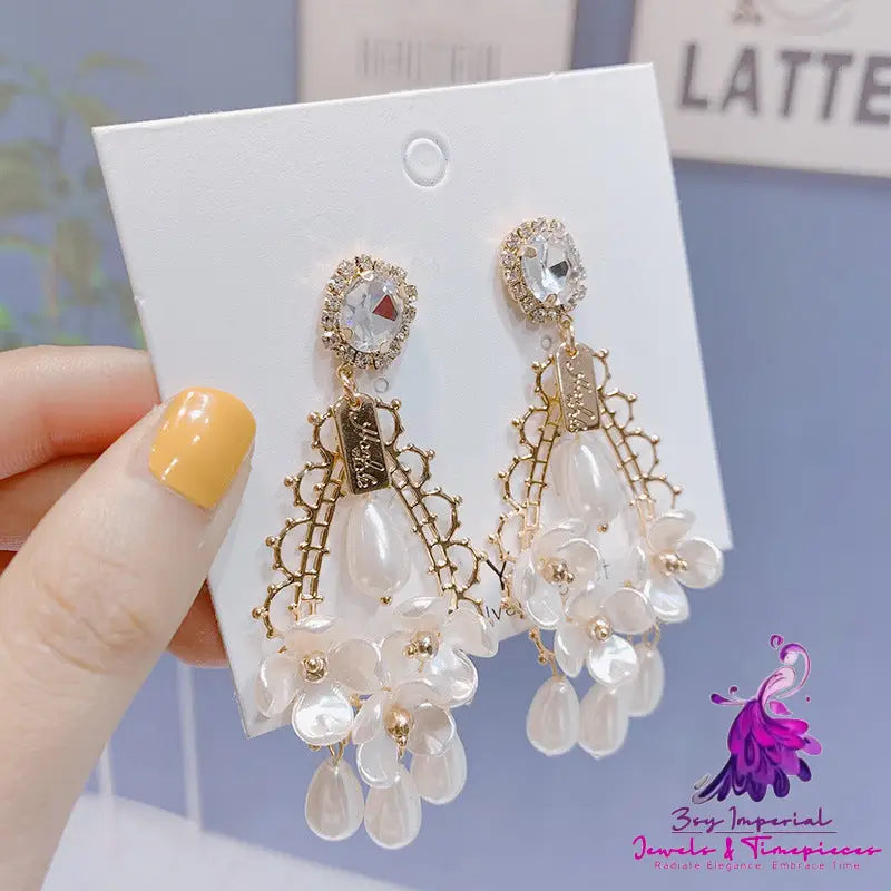 925 Silver Needle Retro Baroque Crystal Pearl Drop-shaped