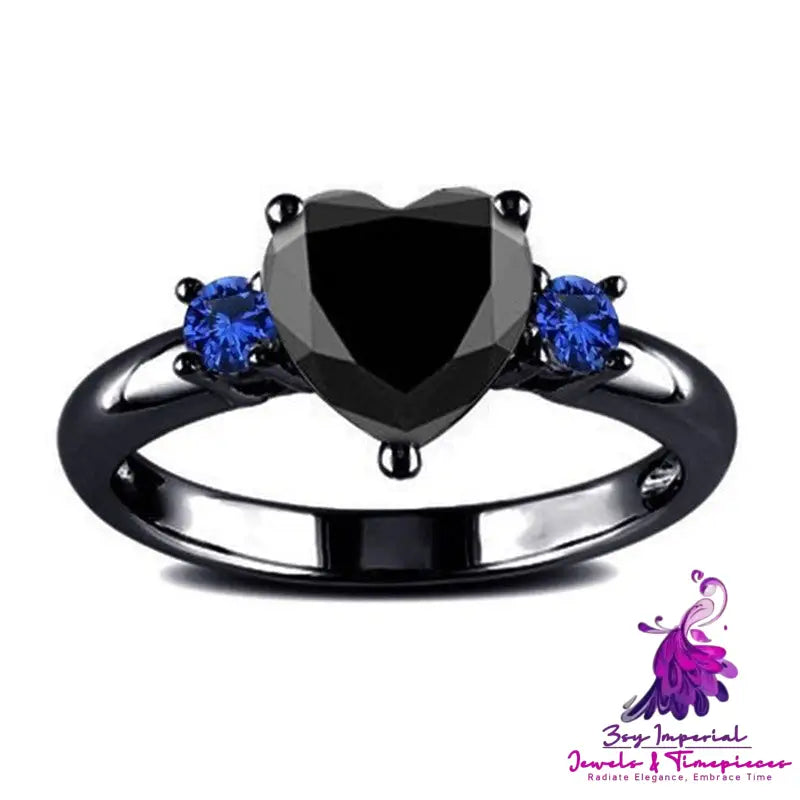 Love-shaped Black Gold Ring