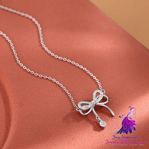 925 Silver Butterfly Necklace Female Knot Clavicle Chain