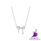 925 Silver Butterfly Necklace Female Knot Clavicle Chain