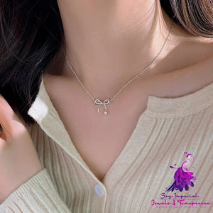 925 Silver Butterfly Necklace Female Knot Clavicle Chain