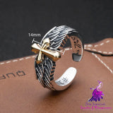 Cross Wings Graffiti Letter Ring