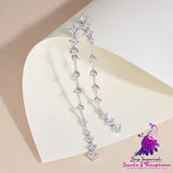 High Carbon Diamond Long Silver Earrings