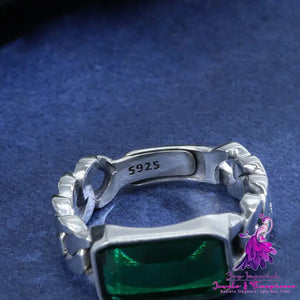 Synthetic Zircon Emerald Ring