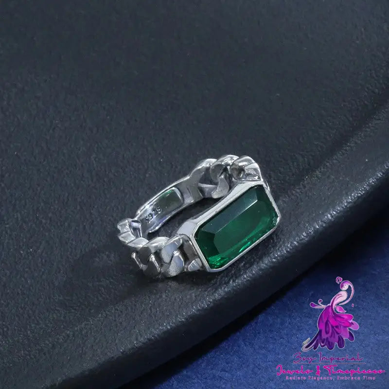 Synthetic Zircon Emerald Ring