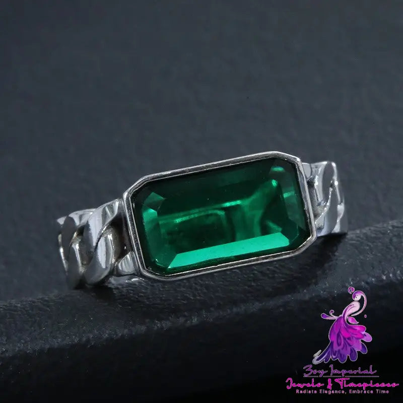 Synthetic Zircon Emerald Ring