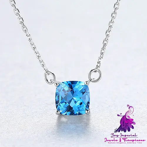 925 Silver Pendant Silver Blue Crystal Korean Style Fashion