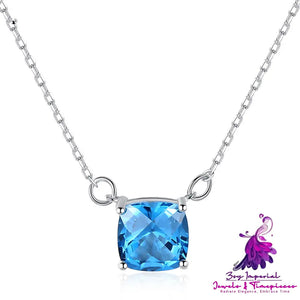 925 Silver Pendant Silver Blue Crystal Korean Style Fashion