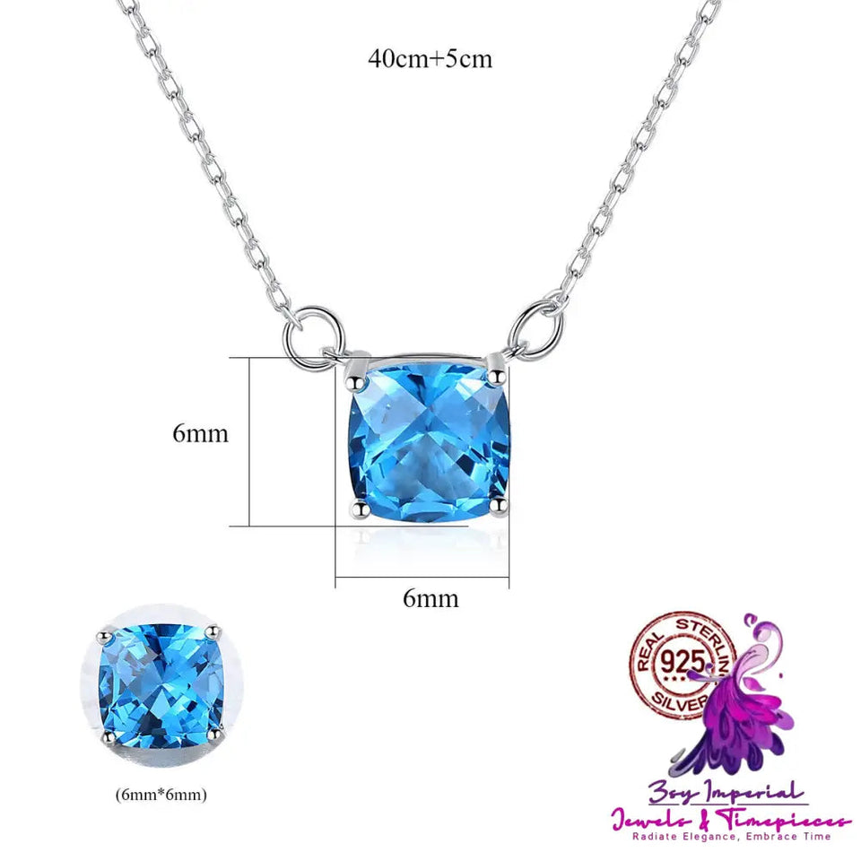 925 Silver Pendant Silver Blue Crystal Korean Style Fashion