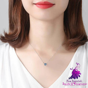 925 Silver Pendant Silver Blue Crystal Korean Style Fashion