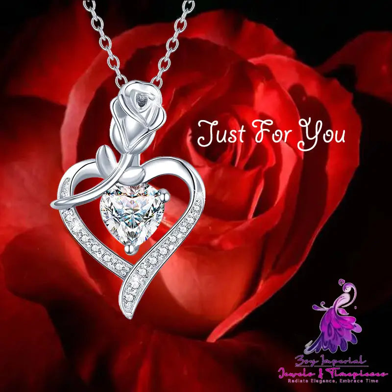 Heart-shaped Rose Zircon Necklace