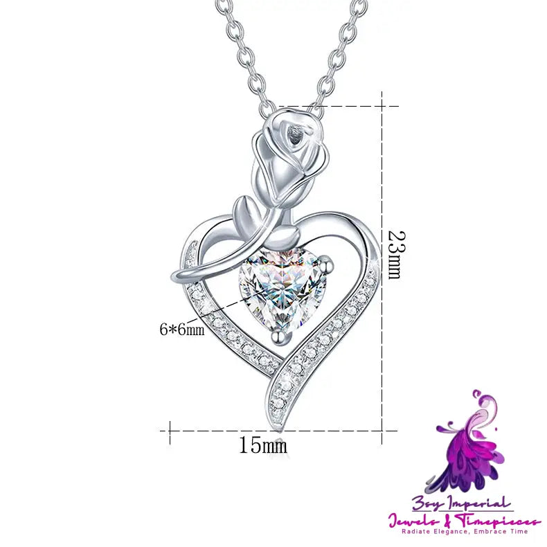 Heart-shaped Rose Zircon Necklace