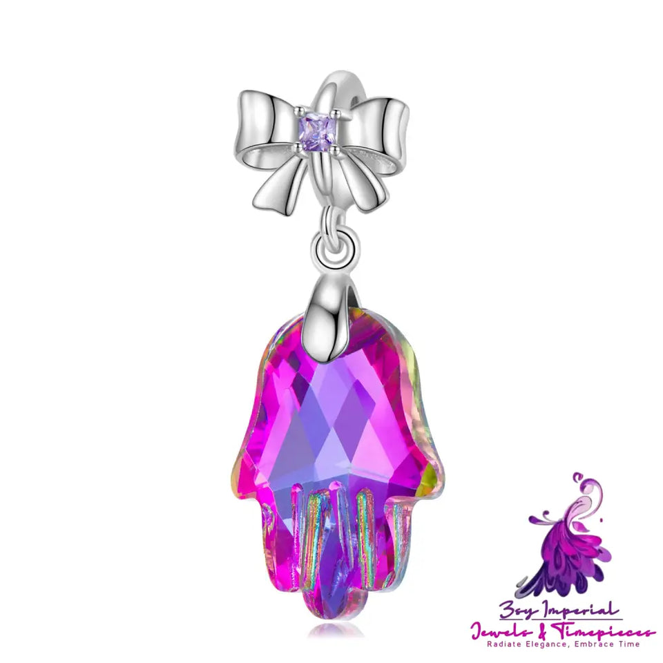 Purple Light Crystal Bow Pendant