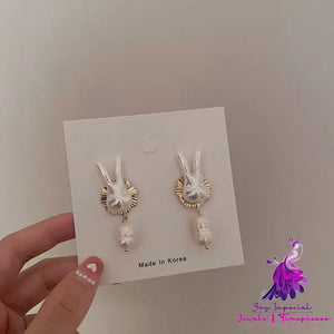 Cute Pearl Bunny Baroque Pearl Earrings