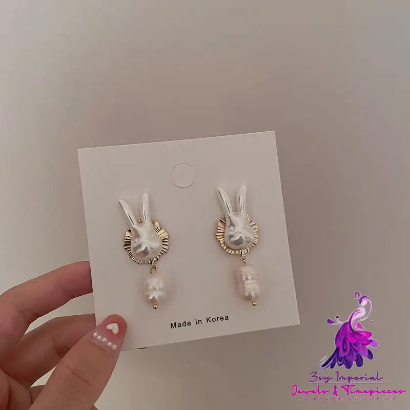 Cute Pearl Bunny Baroque Pearl Earrings