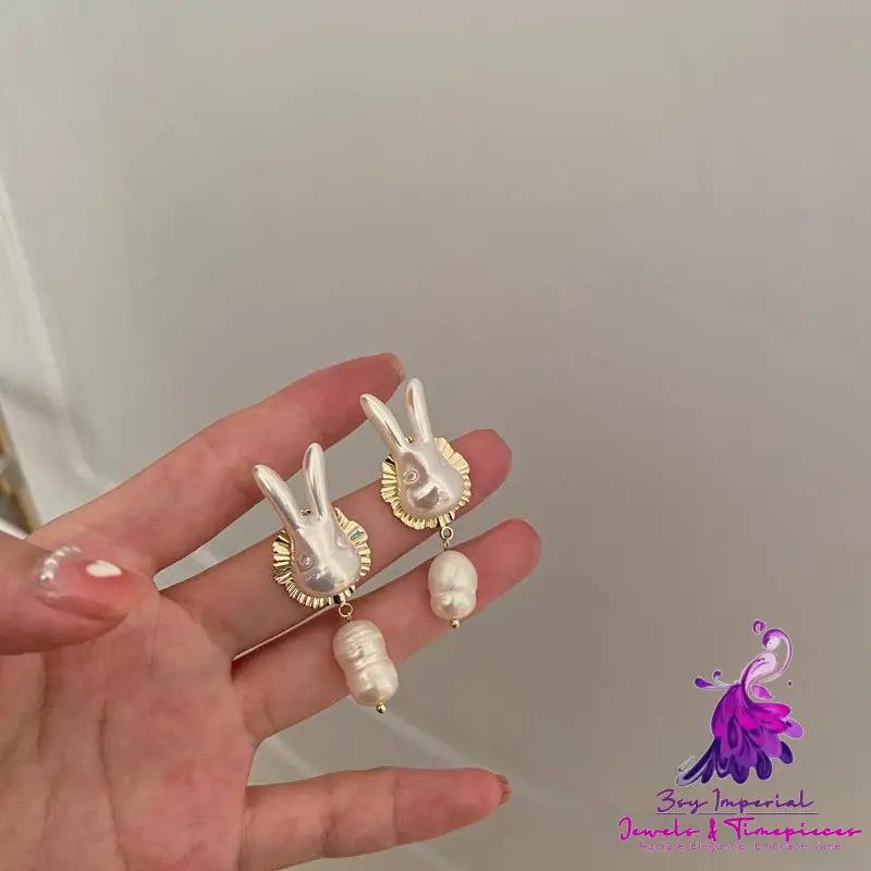 Cute Pearl Bunny Baroque Pearl Earrings